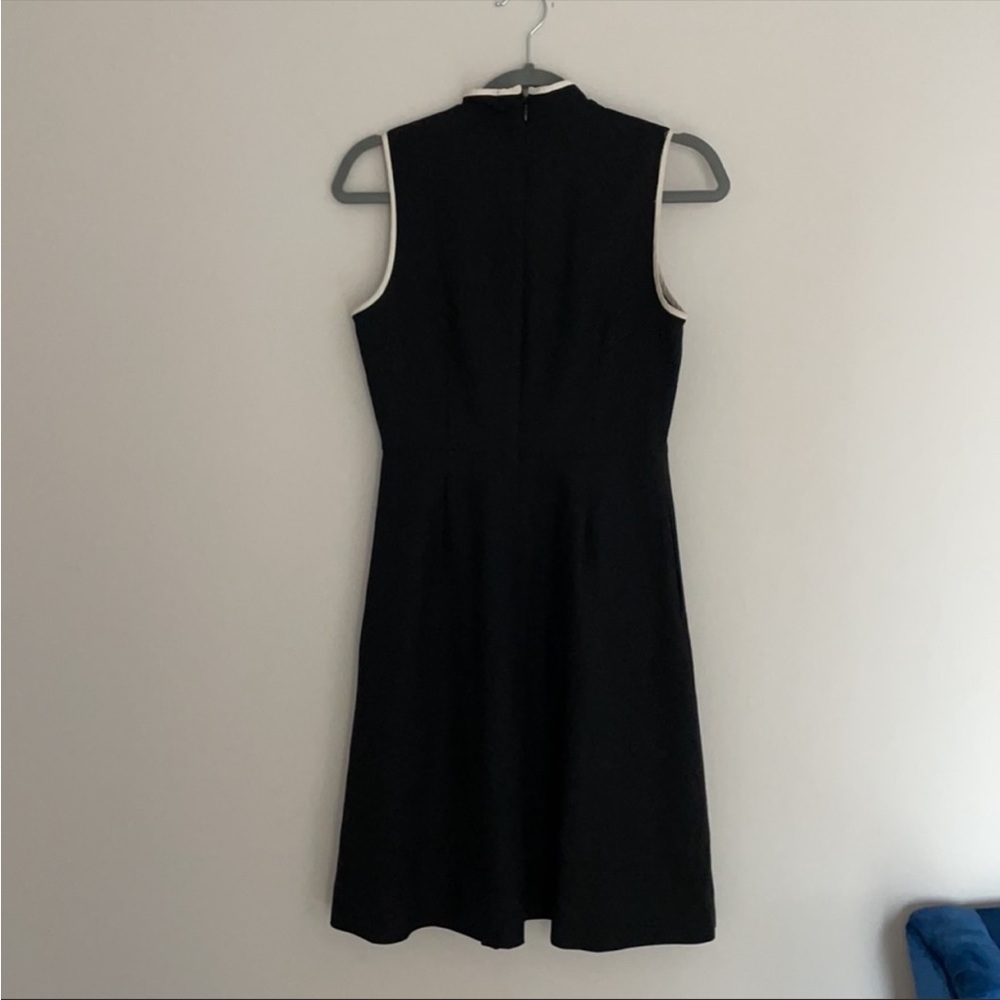 J.Crew Tie Neck Bow Wool Crepe Fit and Flare Dress size 4 - Black and White - Picture 5 of 9